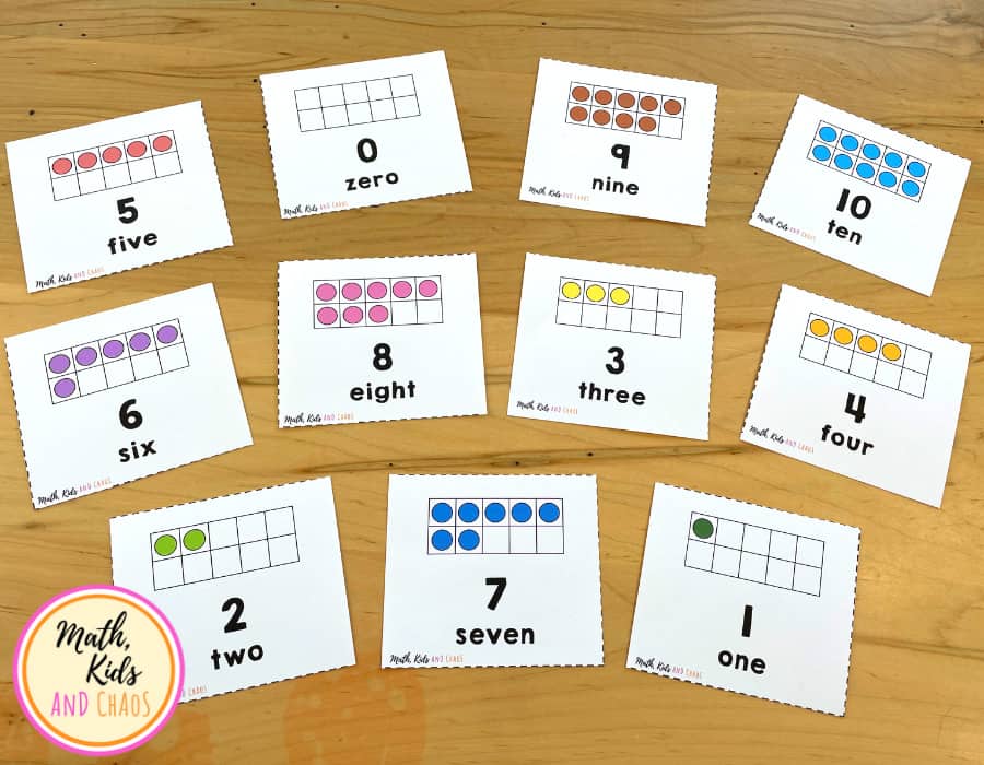 Ten frames flash cards