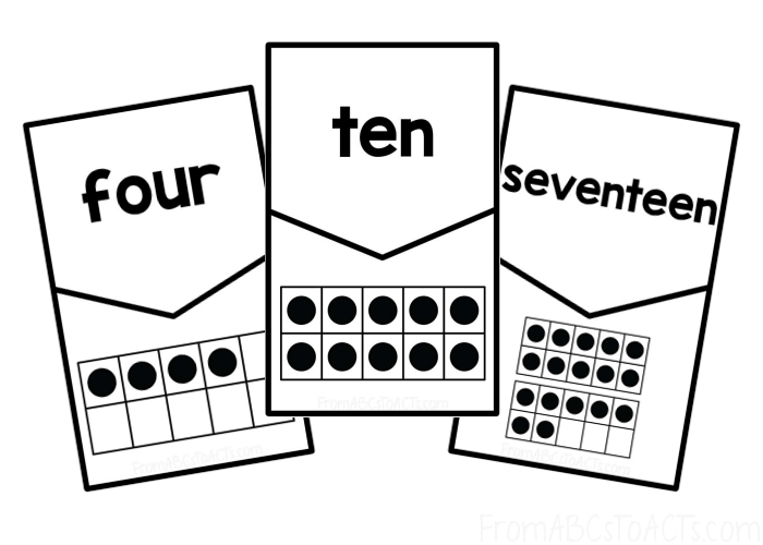 Ten frame number word puzzles