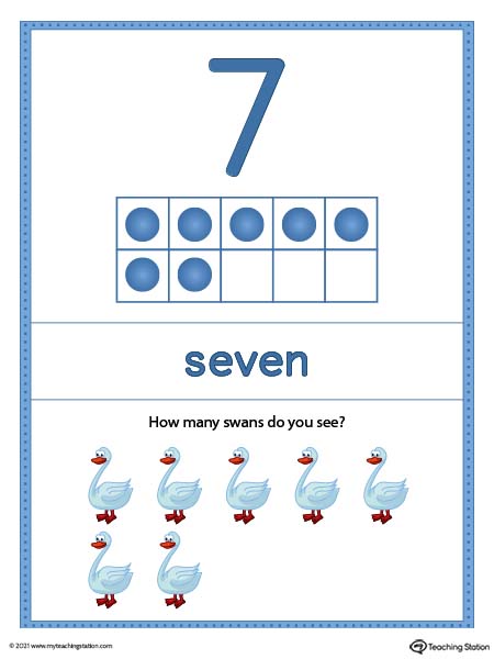 Large number poster with ten frame color