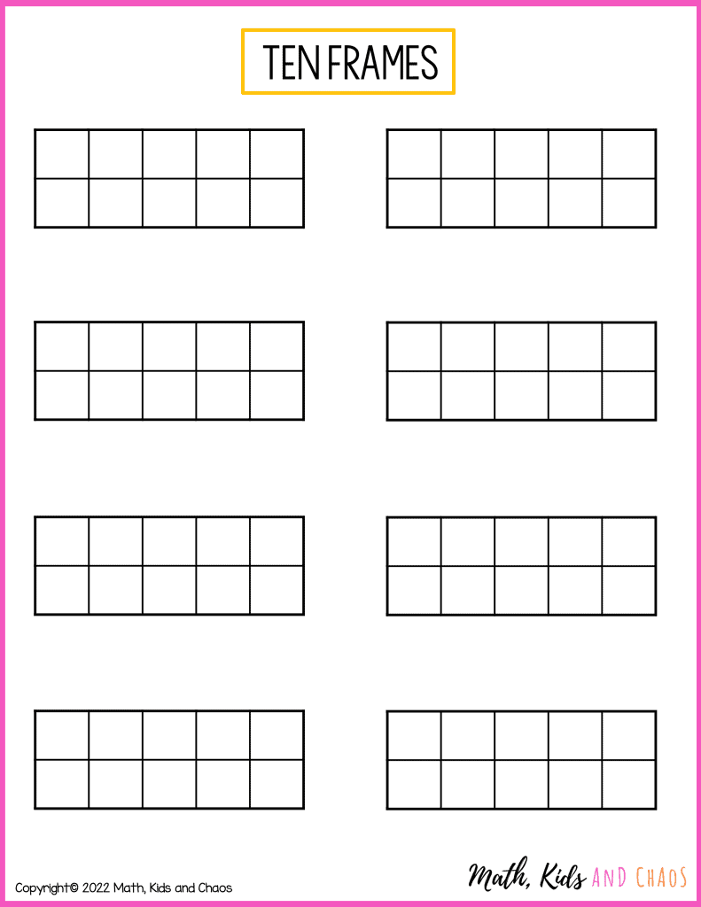 Printable ten frames