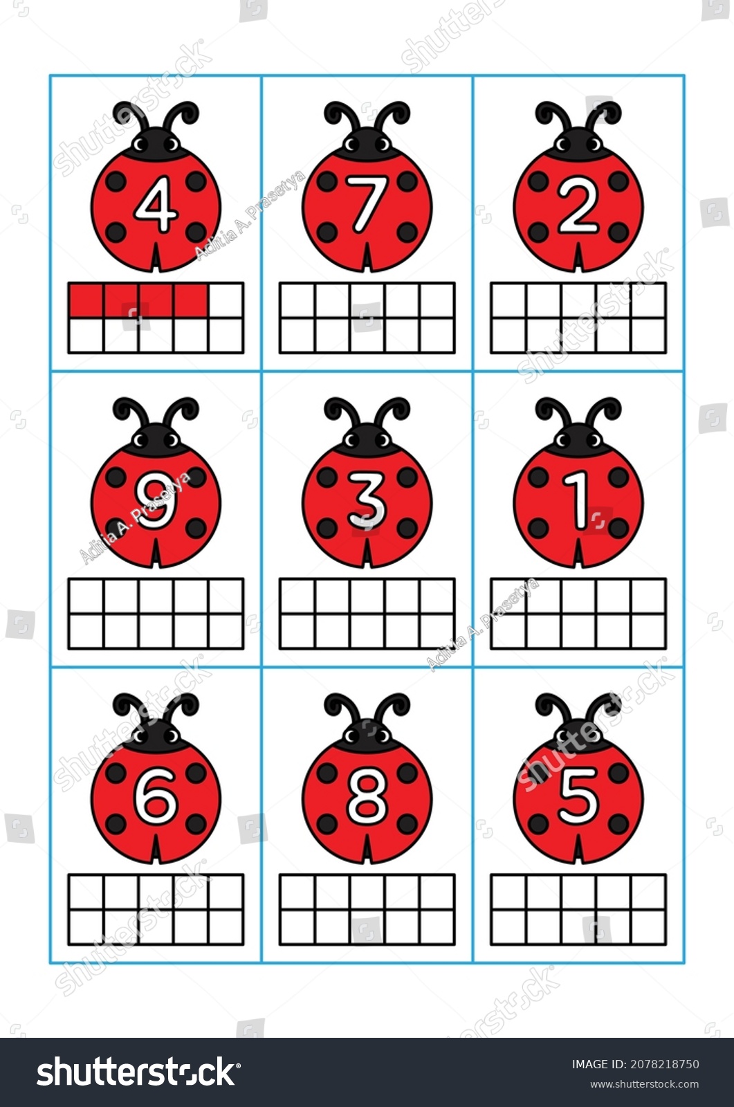 Color ten frames according numbers object stock vector royalty free