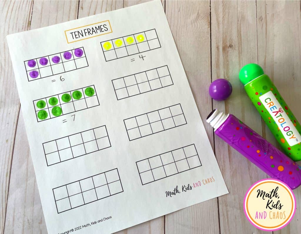Printable ten frames