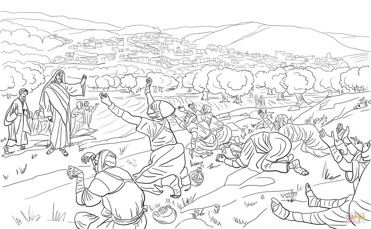 Jesus healed lepers coloring page free printable coloring pages