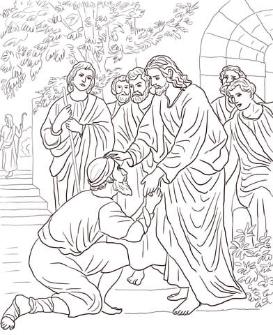 Jesus heals the leper coloring page free printable coloring pages