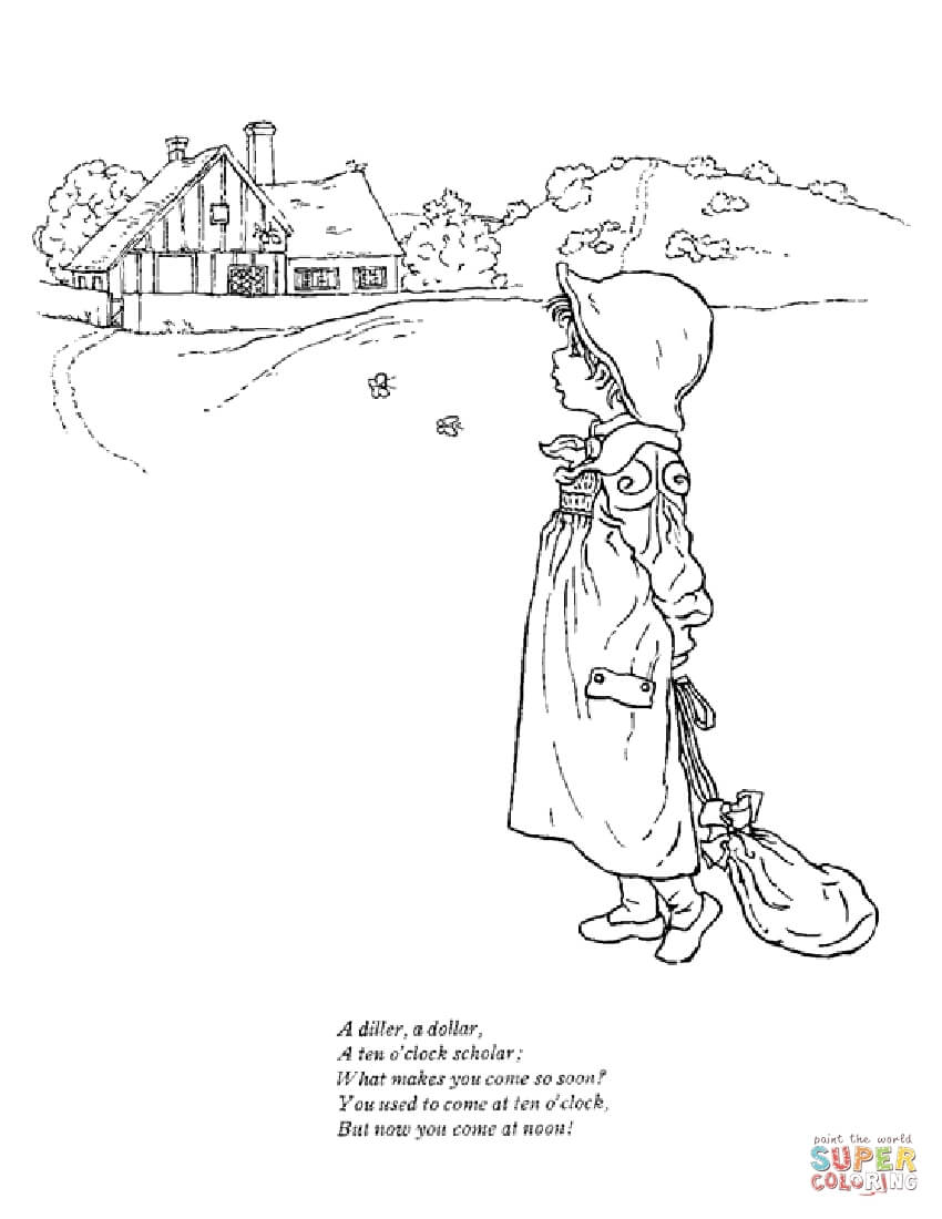 A diller a dollar a ten oclock scholar coloring page free printable coloring pages