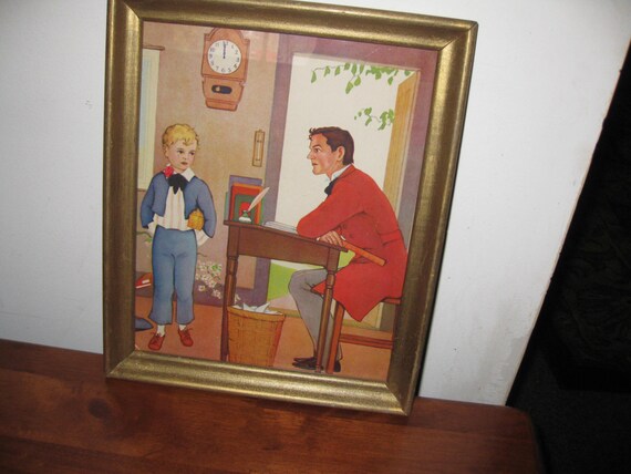 The oclock scholar antique nursery rhyme in goldtone frame x bookpage color still vivid new backing and dust cover