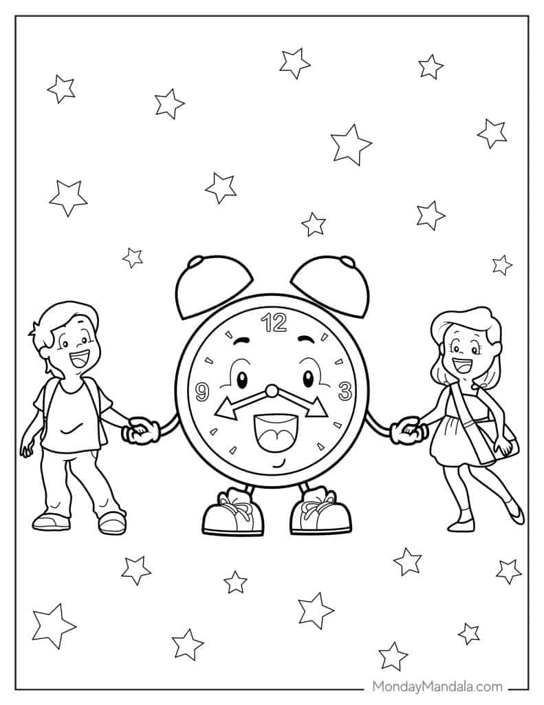 Clock coloring pages free pdf printables