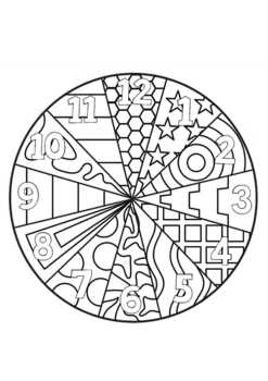Clock face zentangle no prep coloring page by pooley productions
