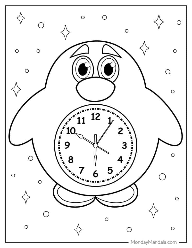 Clock coloring pages free pdf printables