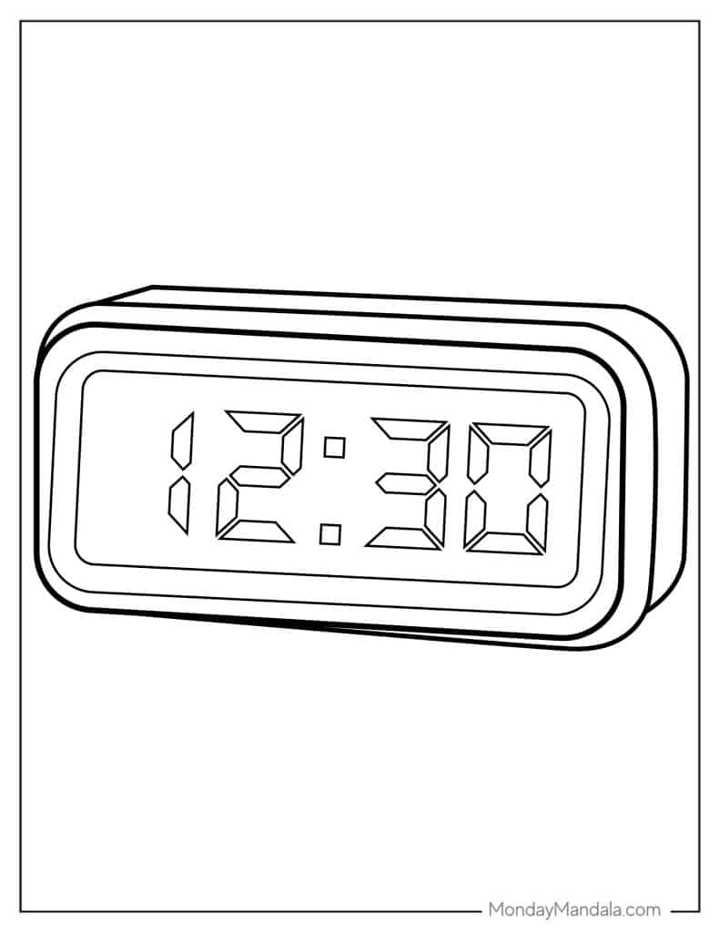 Clock coloring pages free pdf printables