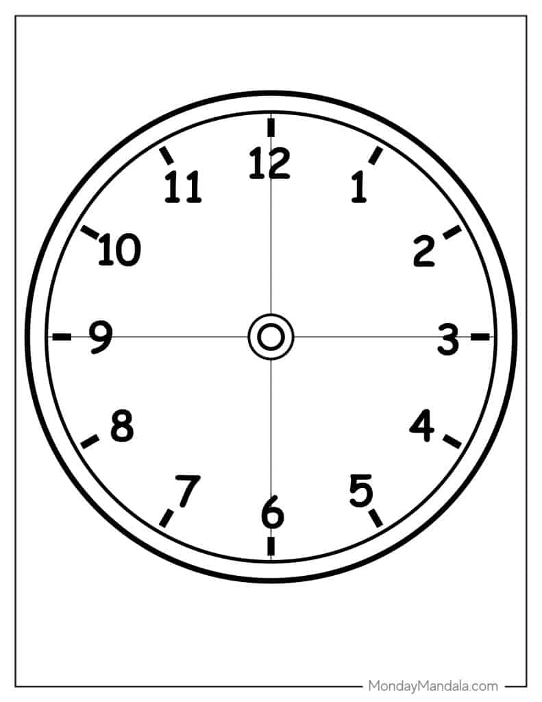 Clock coloring pages free pdf printables