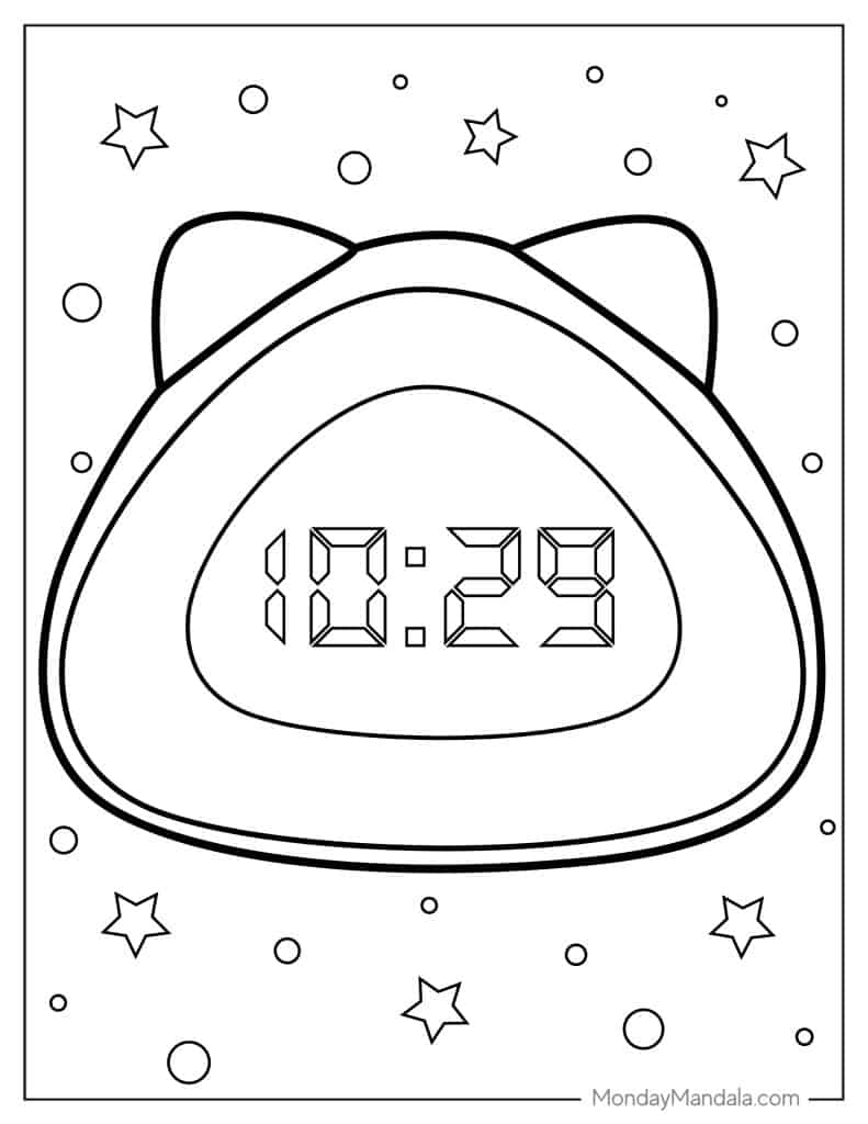 Clock coloring pages free pdf printables