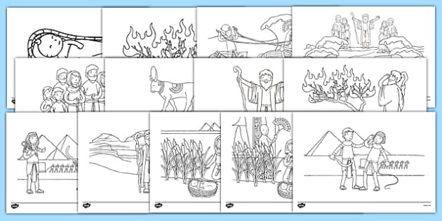 Moses story louring sheets teacher made