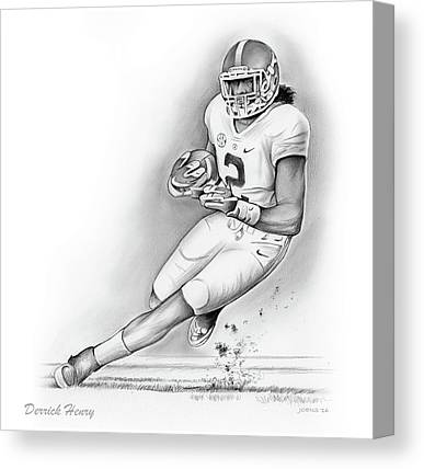 Derrick henry tennsee titans watercolor strok pixel art canvas print canvas art by joe hamilton