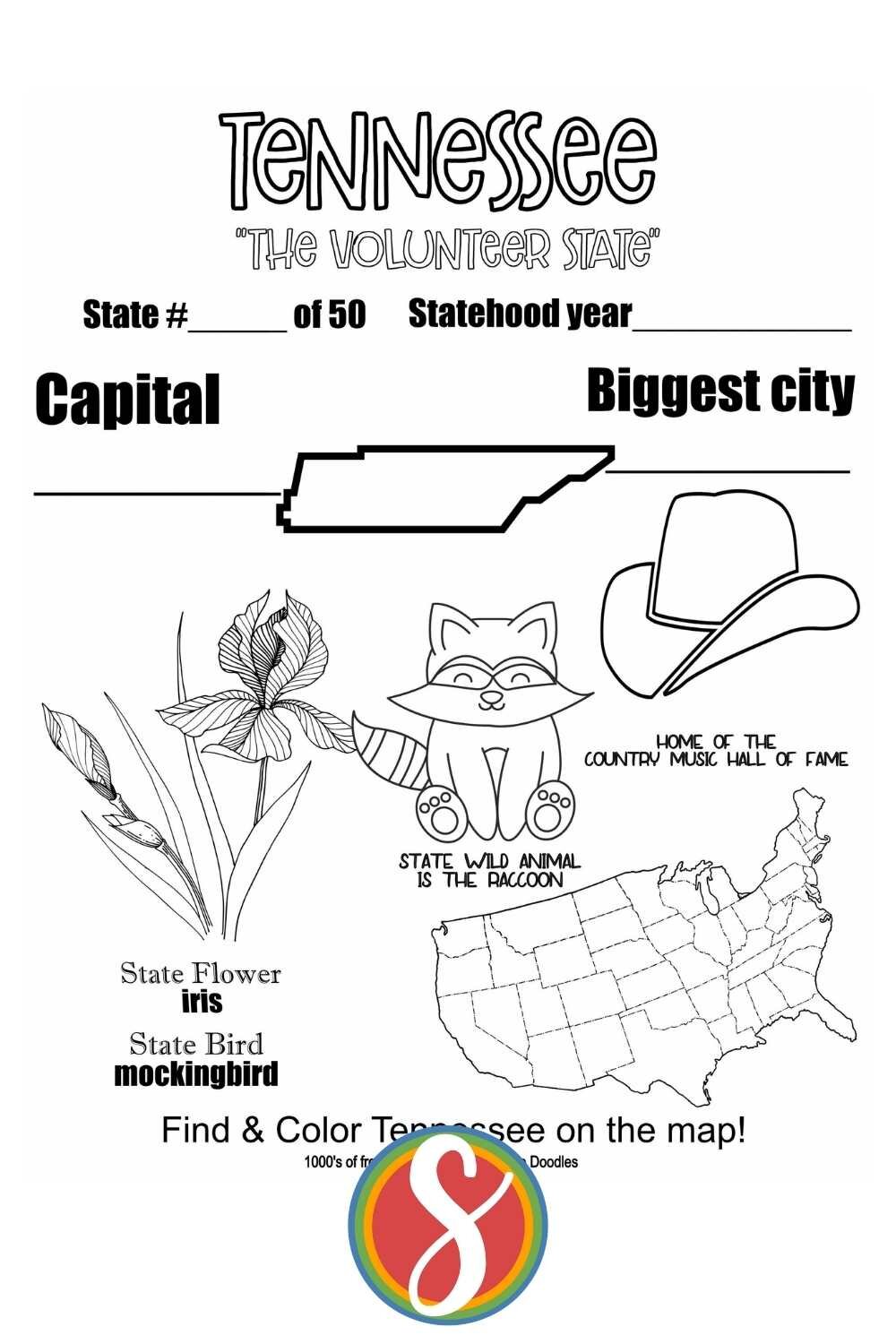 Free tennessee coloring pages â stevie doodles