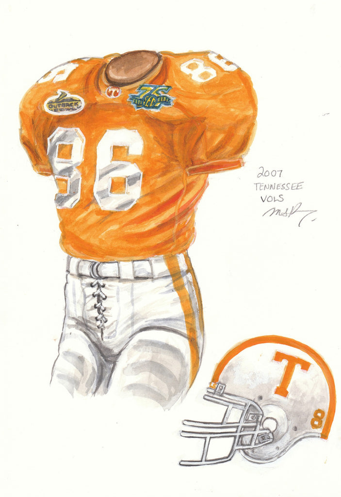 Ncaa tennessee volunteers uniform original art â heritage sports art