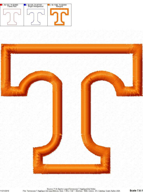 Tennessee t applique embroidery design x x x x vols instant download tennessee applique embroidery applique