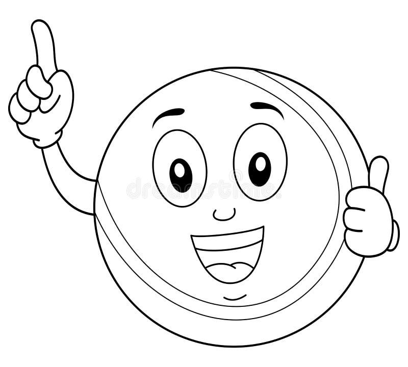 Coloring tennis ball character thumbs up stock vector