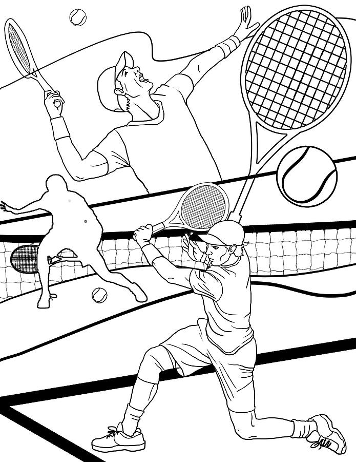 Tennis coloring mixed media by art house design