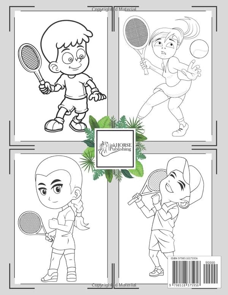 Tennis coloring book for kids ages