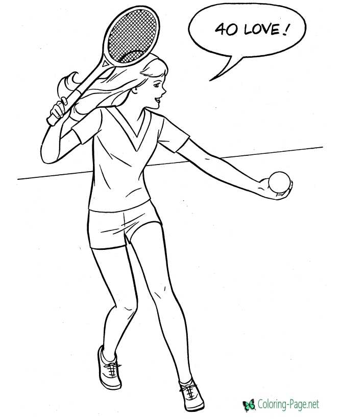Girl playing tennis coloring pages for girls