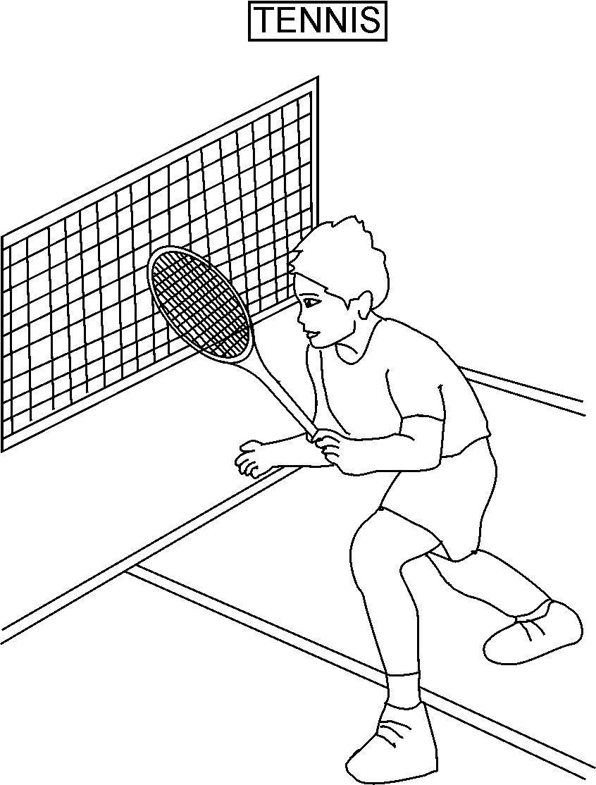 Tennis coloring printable page for kids