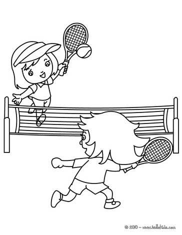 Tennis court with players coloring pages
