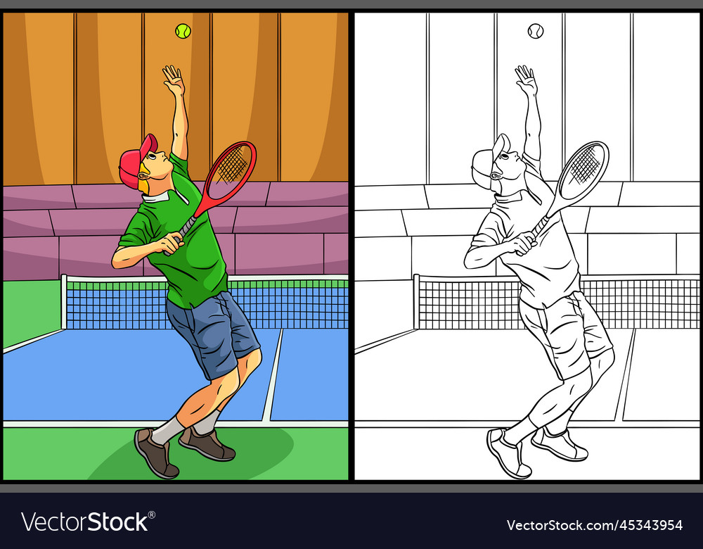 Tennis coloring page colored royalty free vector image