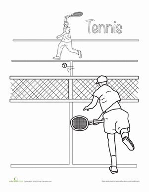 Tennis coloring sheet worksheet education sports coloring pages sports illustrations art tennis