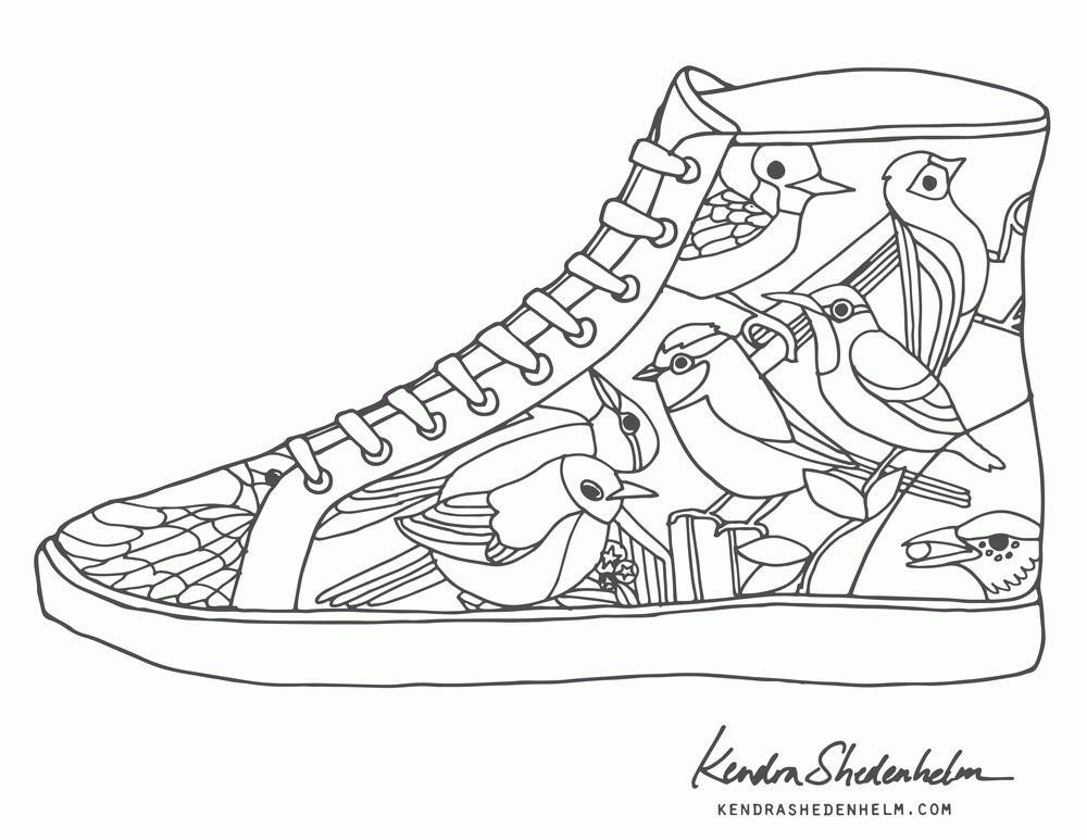 Shoe coloring sheets mandala