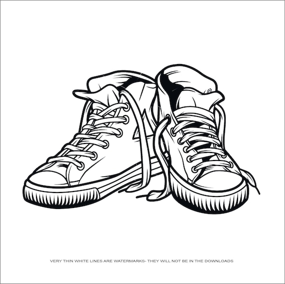 Tennis shoes sneakers running team sport game gripping traction teens footwear laces svg clipart digital download eps dxf png jpeg svg instant download
