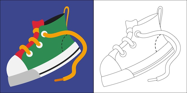 Premium vector cute kids shoes suitable for childrens coloring page vector illustration