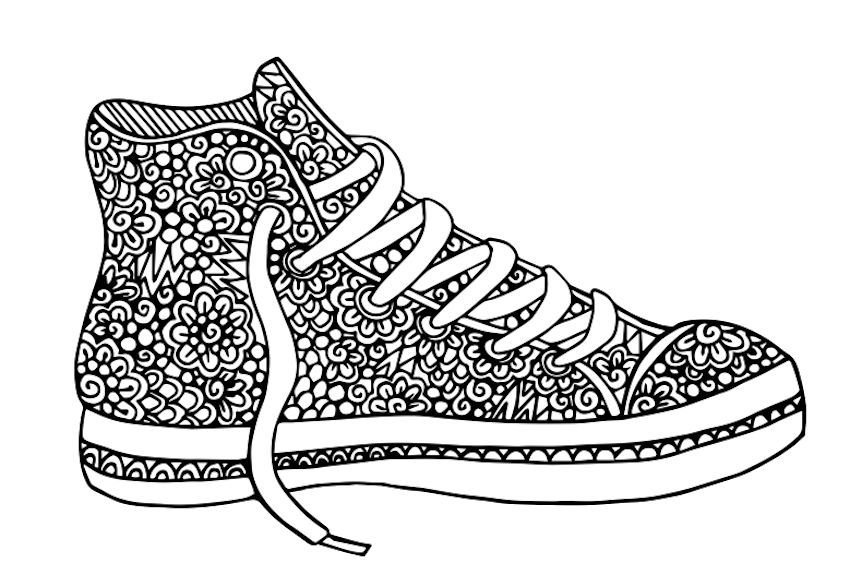 Hi top tennis shoe coloring page by artist jasmin simsso cute shoes converse chuck taylor high top sneaker tennis shoes