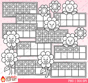 Flower ten frames spring clip art by littlered tpt