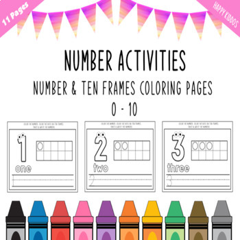 Ten frame coloring page tpt