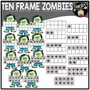 Ten frame zombies clip art set educlips clipart by educlips tpt