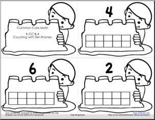 Sand castle ten frame numbers