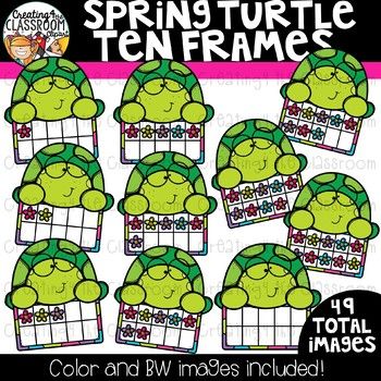 Spring turtle ten frames clipart spring clipart spring clipart math graphic organizers back to school clipart