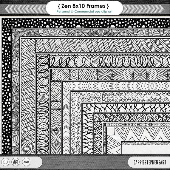 Zen x frame clipart doodle digital frame clip art rectangle page border teacher design element border clip art download