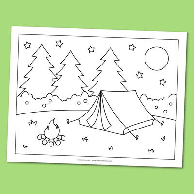 Free printable camping coloring page