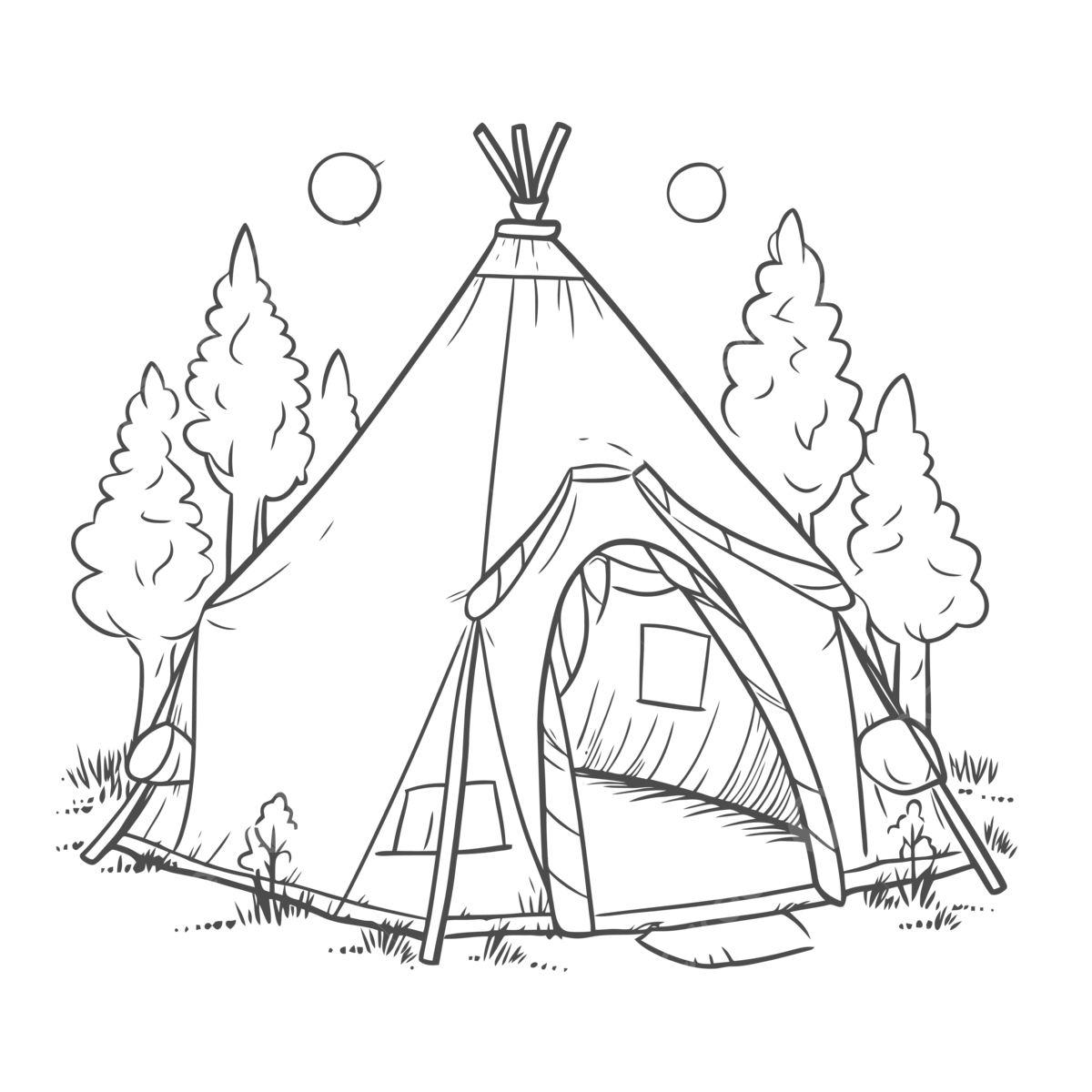 Tepee coloring sheets free printable camping coloring pages for adults free coloring pages for adults outline sketch drawing vector wing drawing ring drawing pin drawing png and vector with transparent background for