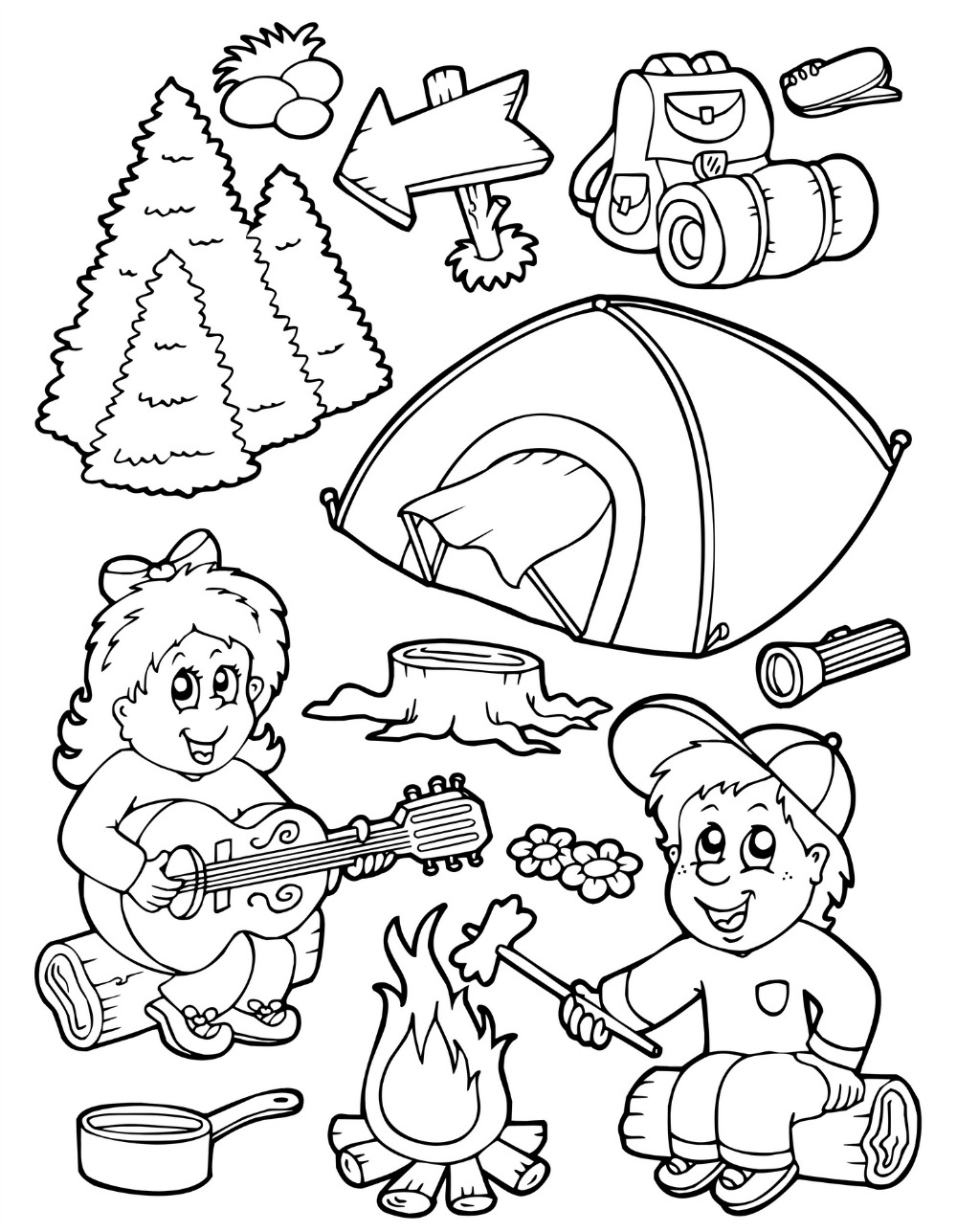 Camping coloring pages