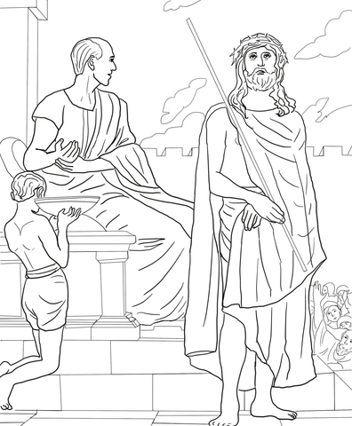 Dibujo de primera estaciãn jesãºs es condenado a muerte para colorear dibujos para colorear imprimir gratis
