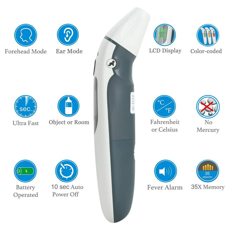 Hospital medical grade digital infrared forehead ear thermometer pouch for adultbabykidtoddlerinfantnurse amplim best for head fever temperature temporal termometro