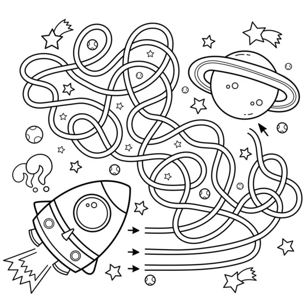 Maze labyrinth game preschool children puzzle tangled road coloring page stock vector by oleon