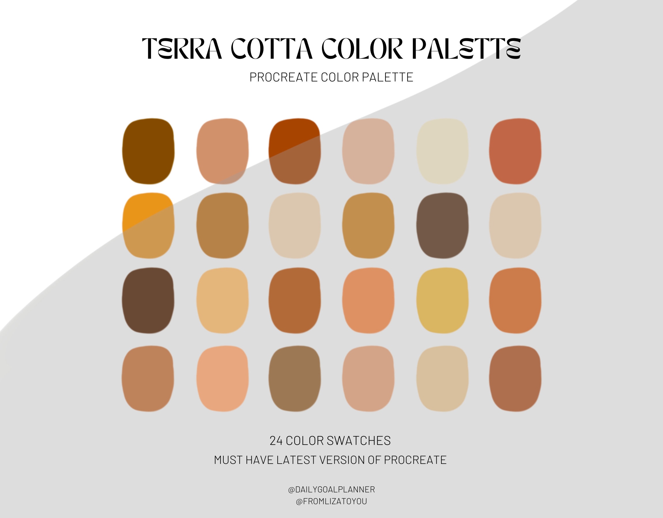 Terra cotta procreate color palettecolor swatchesinstant downloadprocreate swatchesipad illustration download now