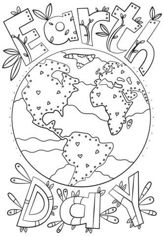 Earth day doodle coloring page free printable coloring pages