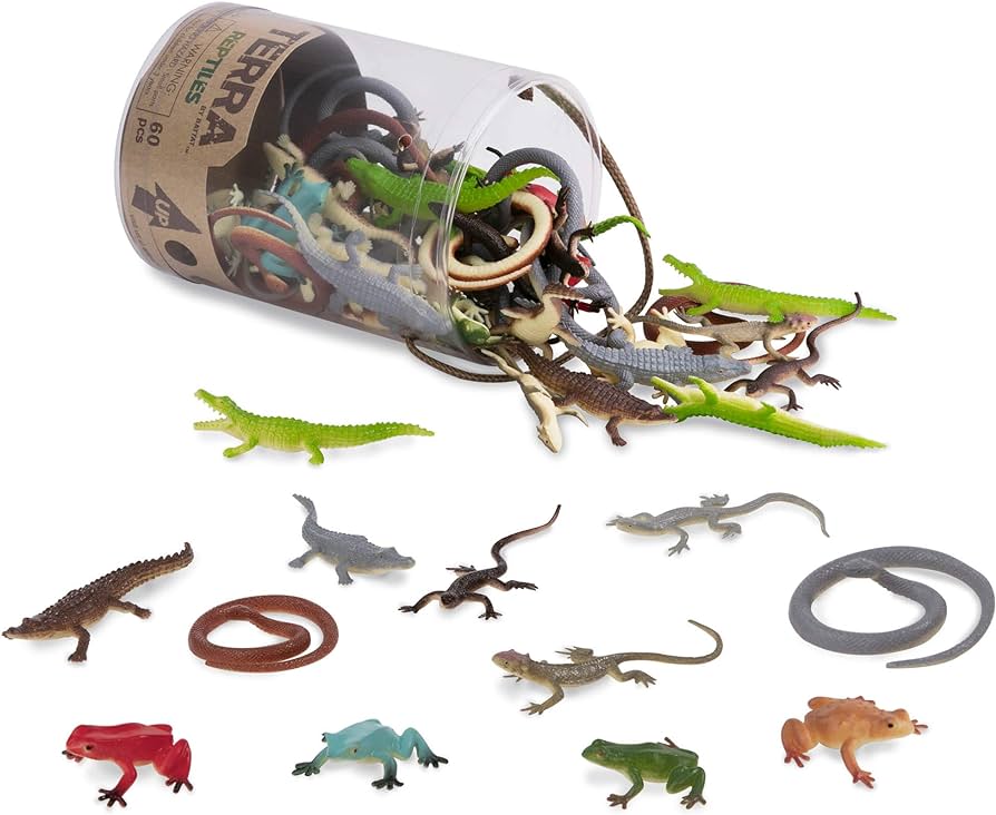 Terra by battat â pcs lizards animal tube â realistic plastic animal toys â reptile amphibian figurines â frog alligator snake more for kids and toddlers toys games