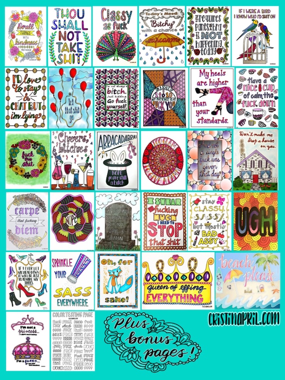 Sassy sayings printable coloring book for adults curse word coloring pages funny quotes to color gifts for her mature content sarcastic