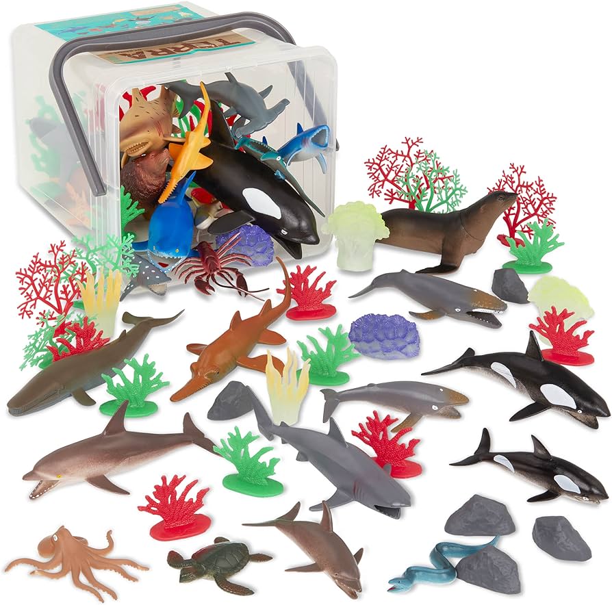 Terra by battat â pcs marine world â realistic ocean animals toys â plastic sea animal figurines accessories â shark whale dolphin more for kids and toddlers toys games